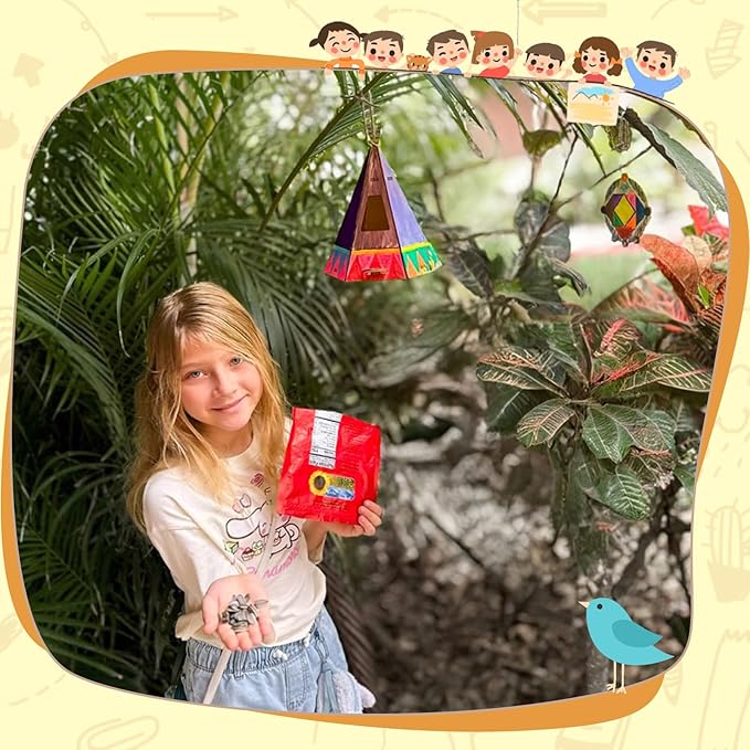 Chirpy - DIY Wooden Birdhouse Painting Kit for Kids - 8" - Non-toxic Paints, Brushes, Palette, Dream Catcher - Bird House Feeder Coloring Set - Art & Craft Project, Educational Toy, Nature Activity