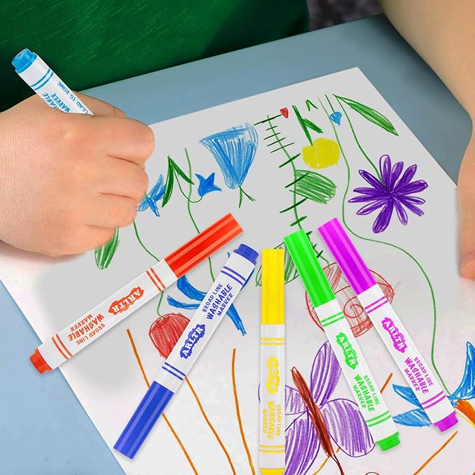 224-Count Washable Markers Bulk Pack for Kids - 16 Vibrant Colors, Broad Line Conical Tip, Perfect for Classroom, School, Teachers & Students - Non-Toxic Art Supplies for Drawing & Crafts