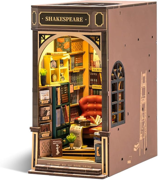 rowood Book Nook,DIY Book Nook Kits for Adults,3D Wooden Puzzle Bookend Miniature Kit,Bookshelf Insert Decor Alley,Wood Craft Hobbies for Women/Men,Birthday Bookstore