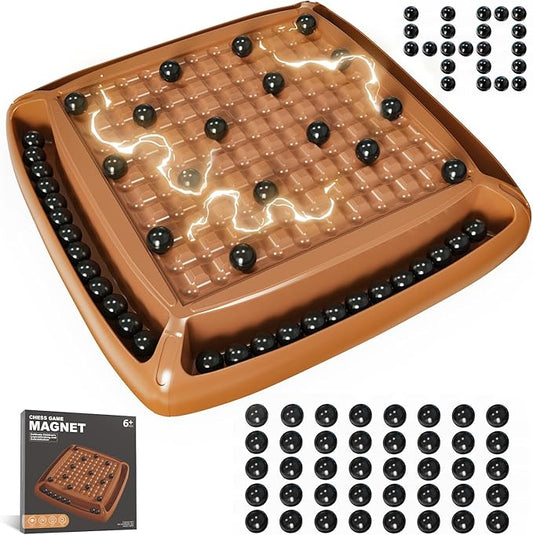 Magnetic Games Chess, Magnet Game Board Games for Kids and Adults, Magnet Chess Set Family Games Ideal for Family and Friend Game Night, 2-4 Players (Brown)
