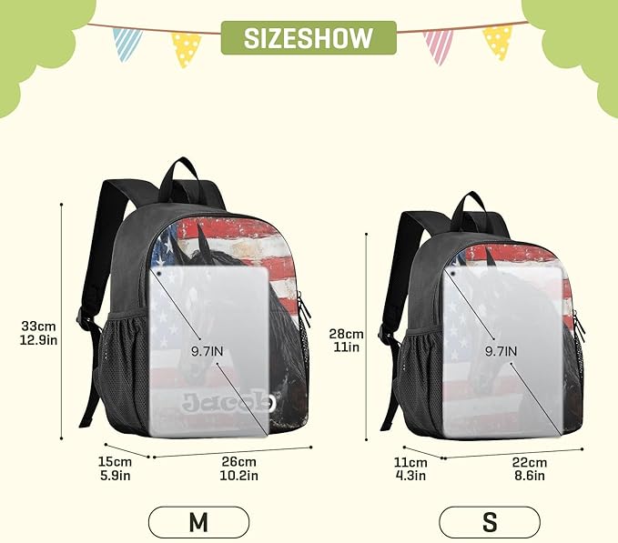 Flag Horse Toddler Backpack for Boys Girls 3-6 Mini Backpacks for Elementary Lightweight Kids Bookbag for Preschool Kindergarten for Travel School