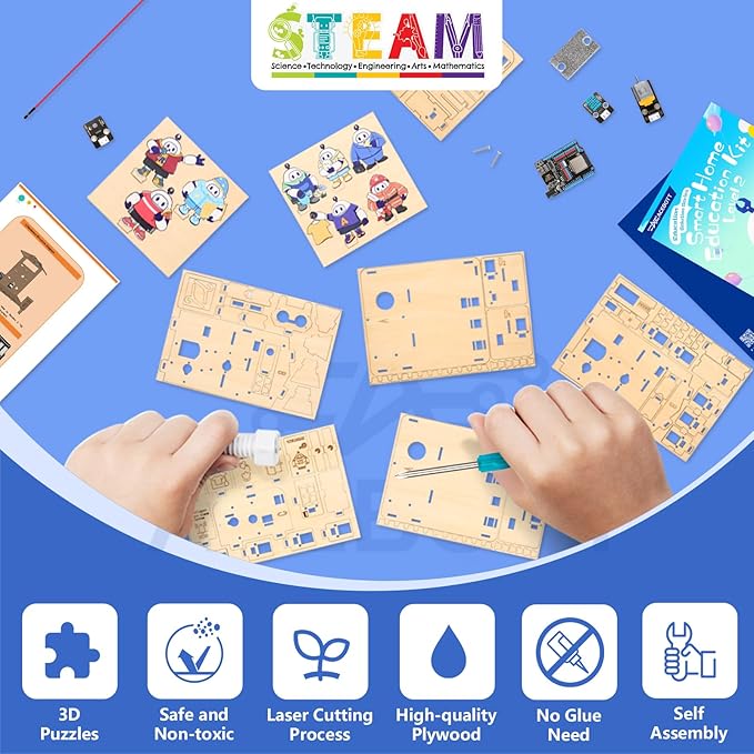 8-in-1 STEM Kit for Kids Ages 8-12 12-16, ESP32 Smart Home Science Projects School Crafts Educational Engineering Building Toys DIY Model Birthday Children's Day Gifts for Boys Girls Teen