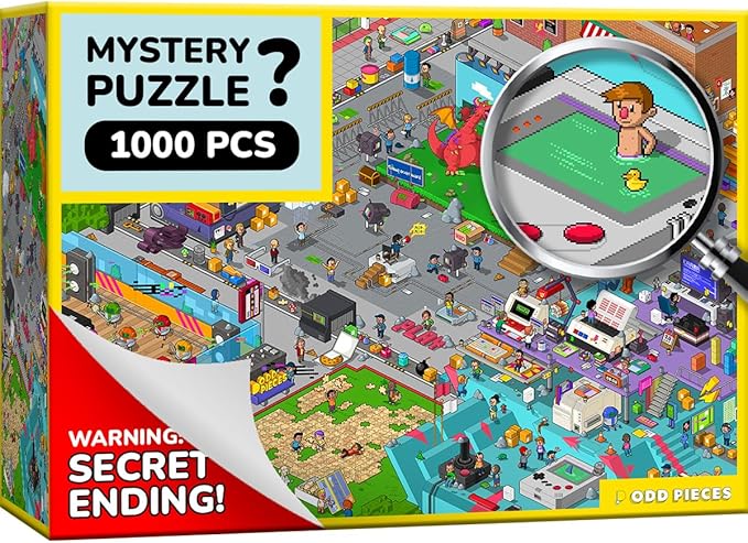 Jigsaw Puzzles 1000 Pieces - Magic Mystery Story Secret Ending Puzzle - Perfect Game Night for Adults & Kids - Pixel Art Gamer Movie TV Show Superhero Theme (Glitch)