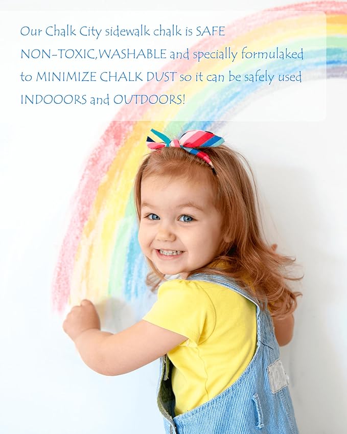 NewFamily Dustless Chalk 2-Pack, 24 Sticks (2×12 Colors) – Non-Toxic, Washable Sidewalk & Blackboard Chalk for Kids & Toddlers, Smooth Bold Colors