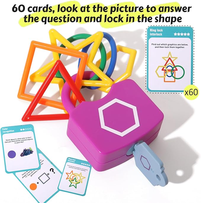 Montessori Learning Lock Toys, Color and Shape Classification Matching Games, Gifts for Boys and Girls Over 3 Years Old