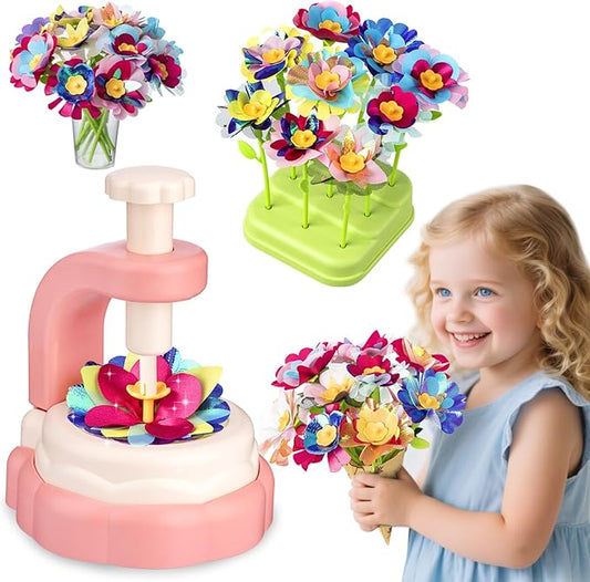 VROGTIK DIY Arts and Crafts Kits for Kids, Educational Toys for 3 4 5 6 7 8 9+ Year Old Girls, Fabric Flower Bouquets Toys Birthday Gifts for 3-12 Years Old Kids Build Your Own Flowers