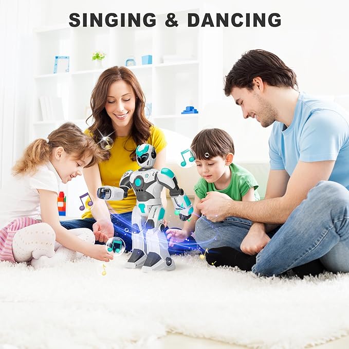 Remote Voice Control Large Robot: Intelligent Programmable Popular Science Story Toys with Gesture Sensing Presents for Kids