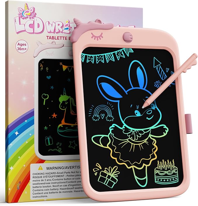 TEKFUN Toddler Boy Toys, LCD Writing Tablet for Kids, Doodle Board Dinosaur Toys, Travel Essentials Toys for 3 4 5 6 Year Old Boys Girls, Easter Birthday Christmas Gifts (10inch Pink)