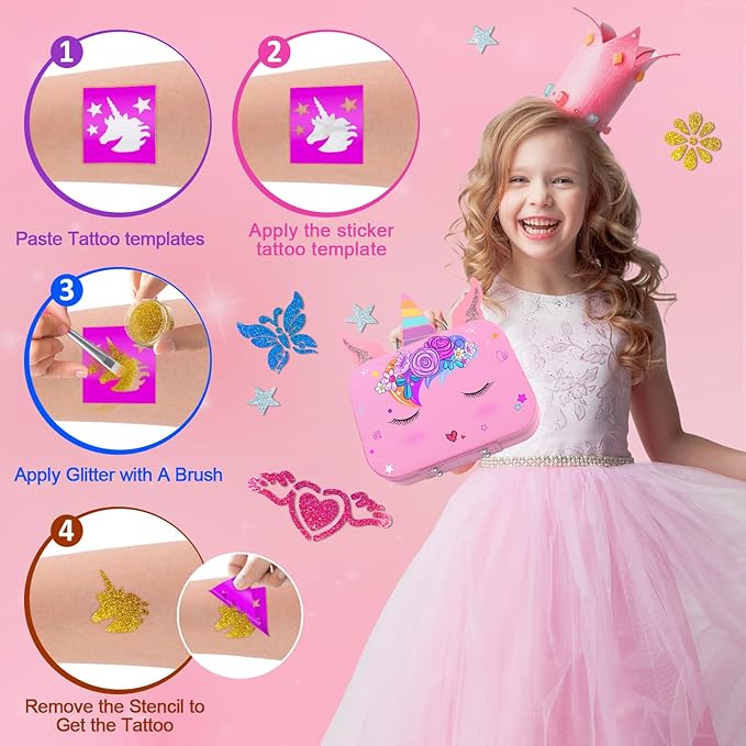 Kids Nail Polish Set for Girls, Nail Art Kit with Nail Dryer & DIY Nail Stickers, Nail Kit Toys for Girls with Non-Toxic Nail Polish,Age 3-12 Little Girl Gift Toys