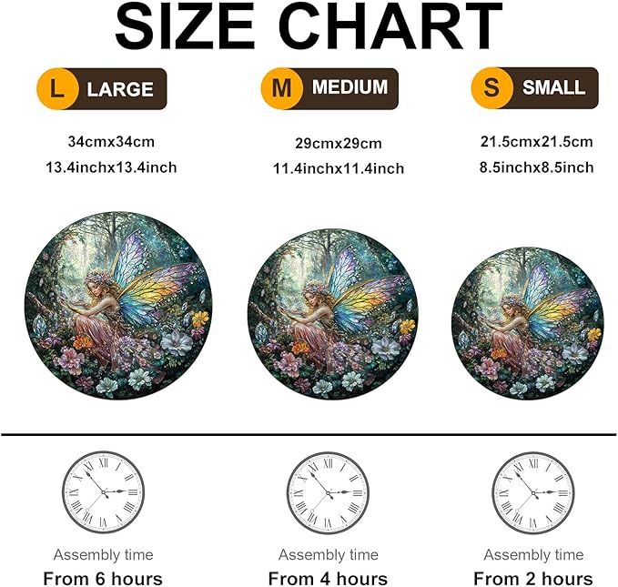 Wooden Puzzles for Adults, Wooden Jigsaw Puzzles for Adults Kids, Magic Fairy Unique Shaped Wood Puzzles Adult, Birthday Gifts for Friends Family Game, Home Decor (11.4 * 11.4in 200pcs)