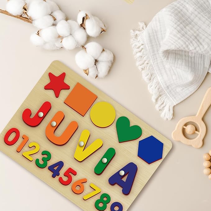 Name Puzzle for Kids Personalized - Custom Name Puzzles for Toddlers 1-3, Customized Wooden Animal Puzzle, Baby Gifts, Baby Shower, Christmas, Newbaby Gift, Gifts for 0 1 2 3 Years Old