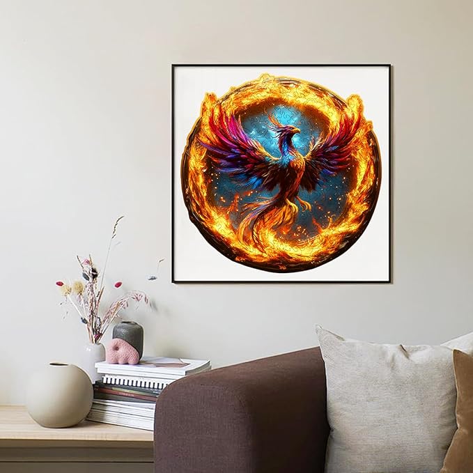 Wooden Jigsaw Puzzle, 200-500 Pieces Unique Shape Animal Puzzle, for Adults & Kids, Birthday Gift Family Game, Decorative Puzzle, Unique Gift (Aether Phoenix, 300 PCS)