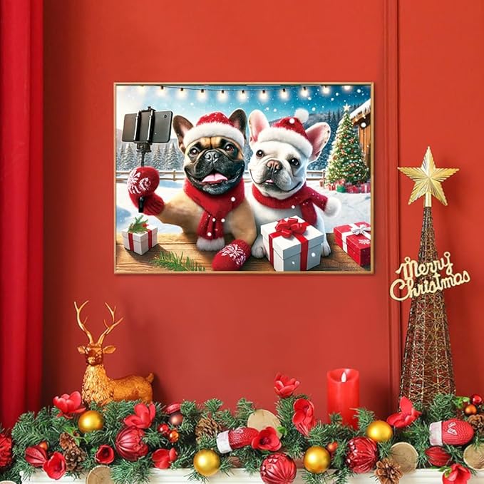 500 Piece Jigsaw Puzzles for Adults and Teens and Kids Family Time Easter, Christmas Toys Xmas Selfie Dogs (Christmas)