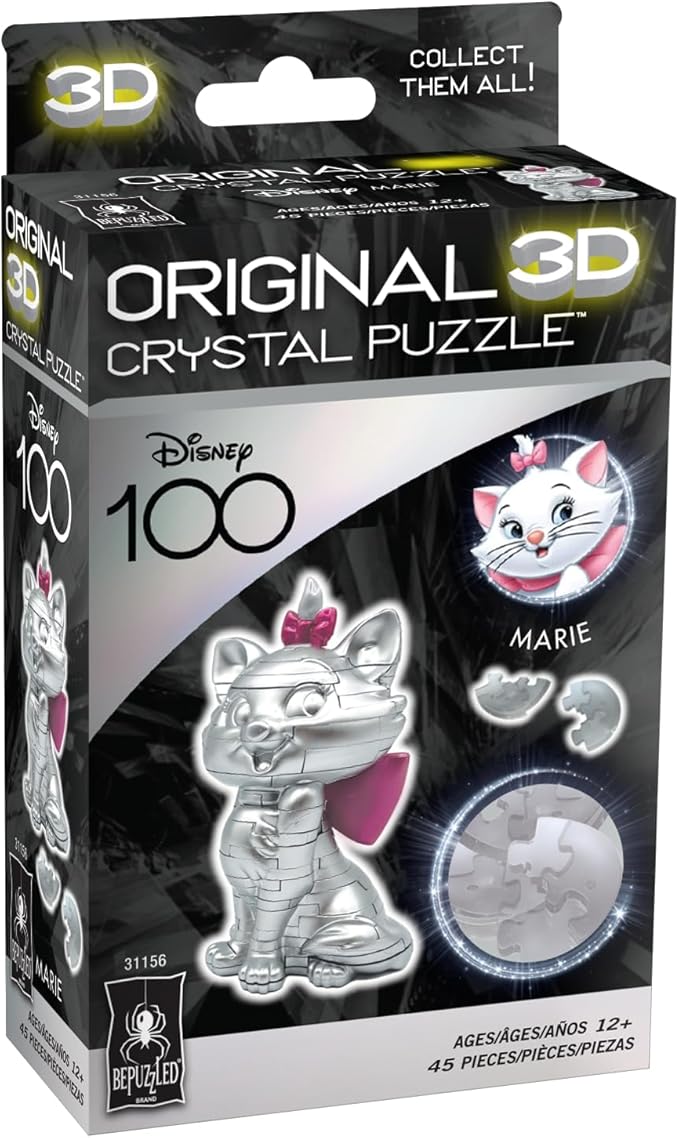 Bepuzzled, Disney Platinum Marie: Purr-fectly Charming 3D Crystal Puzzle Straight from The Aristocats, Ages 12 and Up