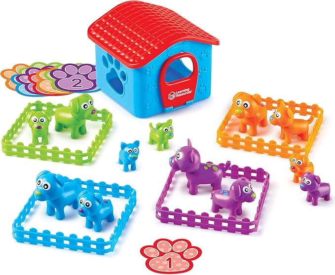 Learning Resources Sort-'Em-Up Pups, Sorting & Matching, 28 Pieces Ages 3+