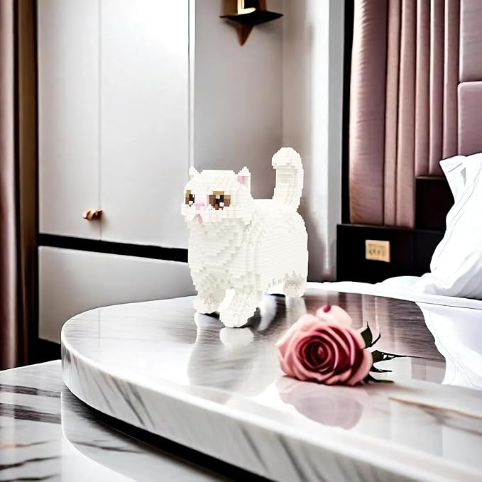 Larcele Cat Micro Building Blocks Animal Set, DIY Mini 3D Building Toy Bricks Kit,1196 Pieces KLJM-05 (Persian Cat)
