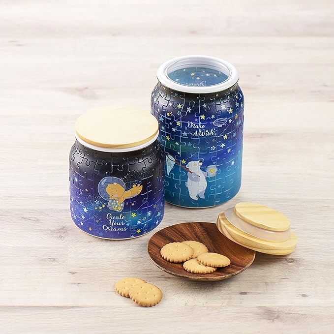 Pintoo 3D Puzzle Jar 128 Plastic Pieces for Adults - Dreams Come True - Airtight Lid Container and Inner Glass Jar for Kitchen Dining Study Living Room No Glue Requied Large [BA1001]