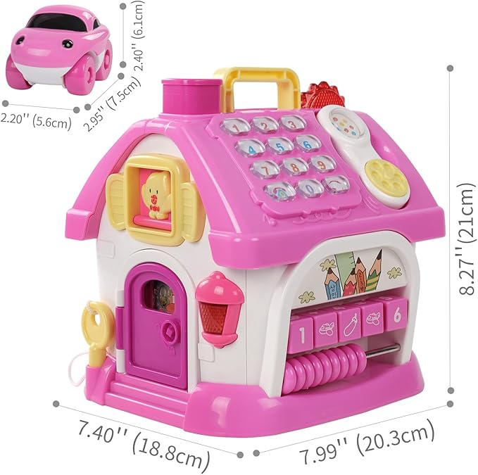 Multifunctional Learning Toy House&Activity Cube, Montessori Toys for 1 Year Old Girl Gift for First Birthday, One Year Old Educational Cube for Baby and Toddler Age 0-2