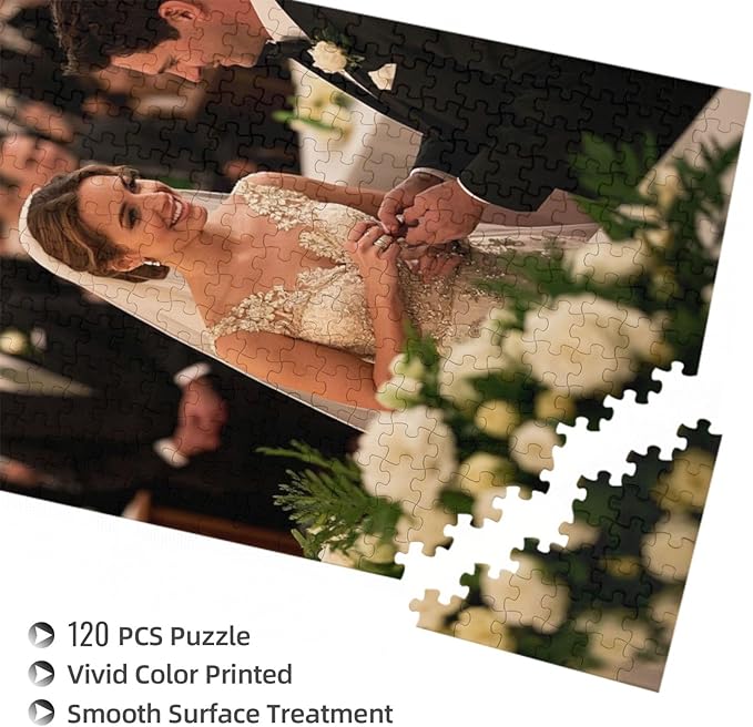 Custom Wooden Jigsaw Puzzles - 120/200/300/500/1000/1500 Piece Photo Gift Sets for Adults & Kids - Pet, Wedding, Family Memory Keepsake