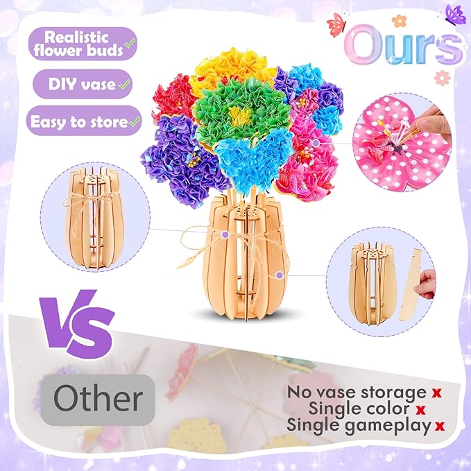 nicknack Poke in Art Kits for Girls with Flower Butterflies Arts and Crafts for Kids Age 4-12 DIY Craft Kits Activity Birthday Gifts