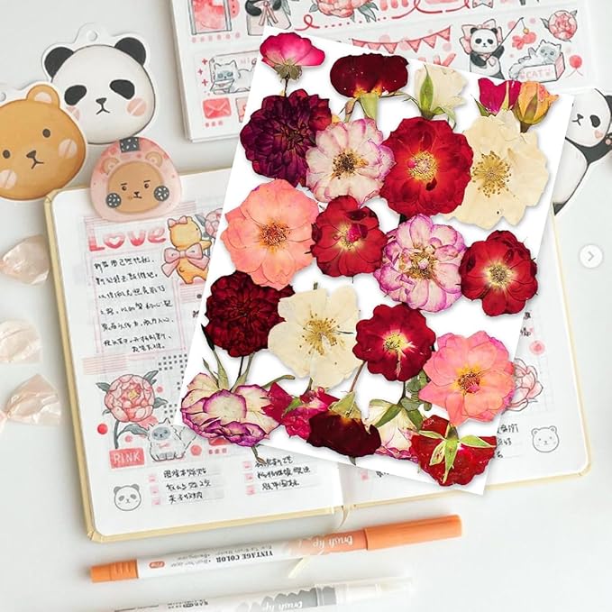 Rose Pressed Flowers for Crafts,TrendCart Real Natural Dry Pressed Flowers for Resin Molds Nails Art Candle Making Phone Cases DIY Art Crafts Jewelry Making