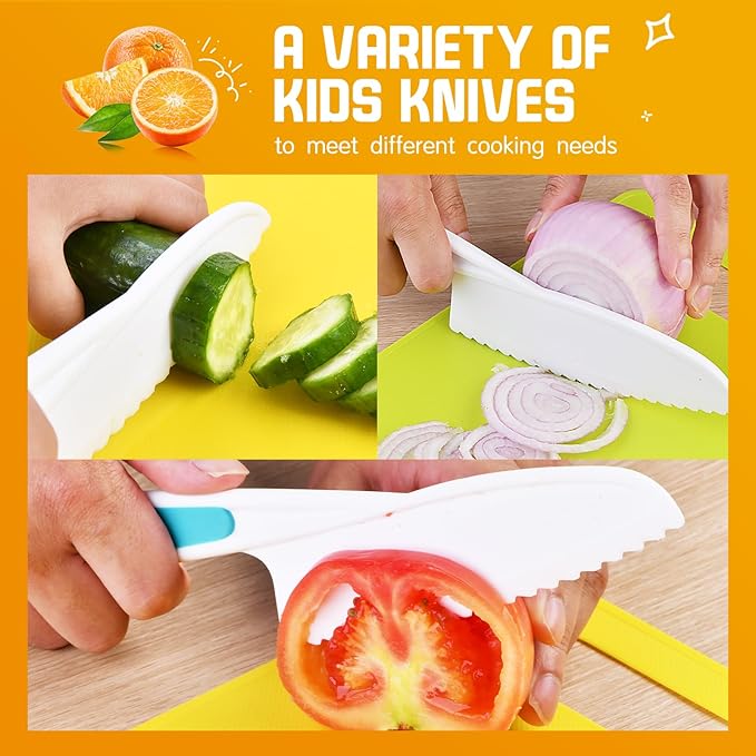 Montessori Toddler Knife Set-3PCS Kids Safe Knives for Real Cooking Kids Cooking Sets Real Cooking Kitchen Tools Toddler Friendly Knives