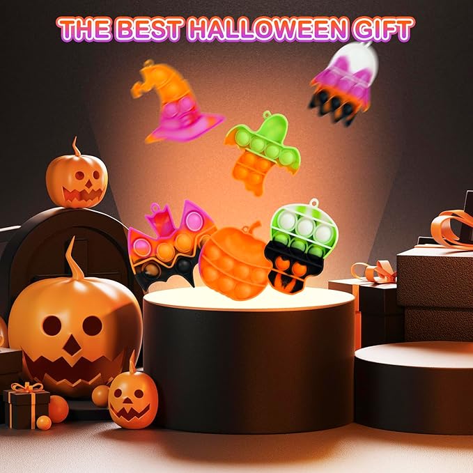 24 Pack Halloween Mini Fidget Sensory Pop Toys for Kids Boys Girls Halloween Party Favors Halloween Treat Bags Gifts