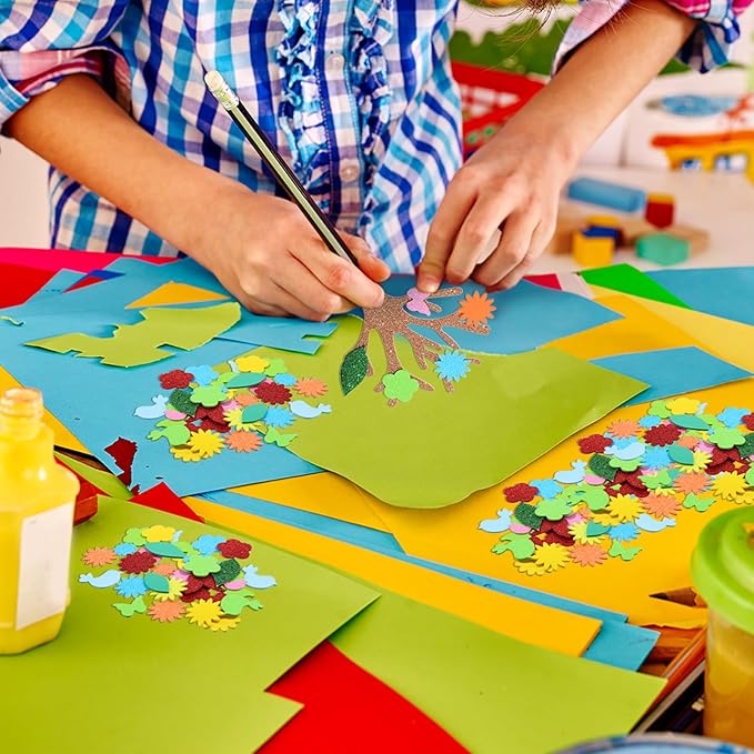 224 Pcs Spring Foam Stickers Glitter Tree Flower Leaf Butterfly Self Adhesive Stickers for Craft Art Party Favors Family Classroom Activities (Butterfly)