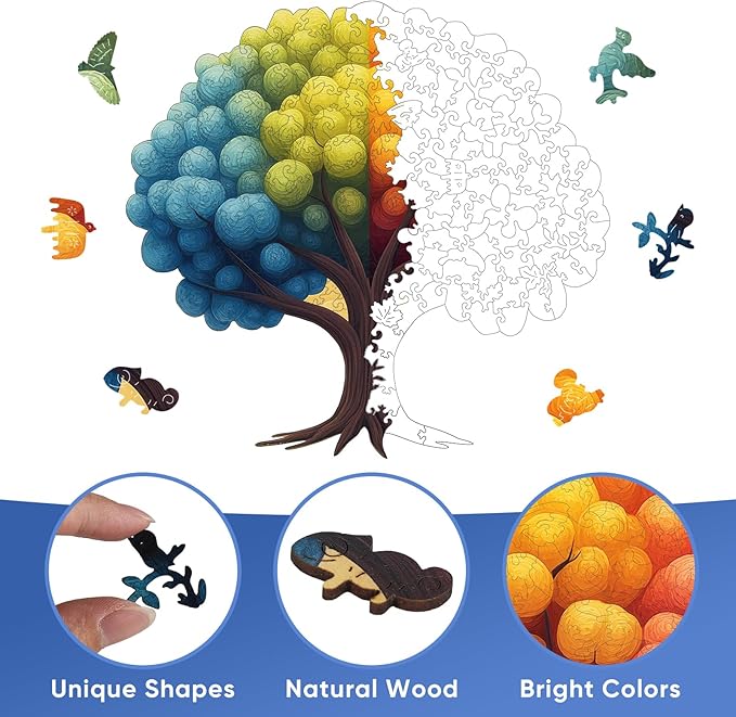 Wooden Puzzle for Adults, Balloon Tree Jigsaw Puzzles for Adult, Unique Pieces Wood Cut Puzzles, Exquisiten Box Packaging, Toys for Friends Family (M-18.4 * 17.4in-456pcs)