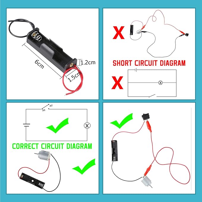 Sntieecr 3 Pack 42 PCS Electric Circuit Motor Kit with Organize Bags, Educational Montessori Learning Electric Circuit Kit Sets for Kids DIY STEM Science Project