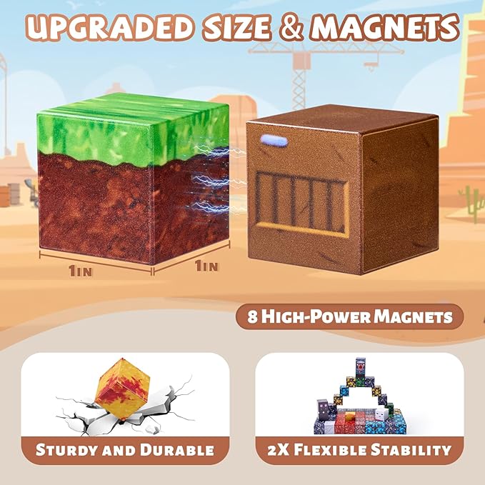 150PC Magnetic Blocks Set, 1in Magnetic Building Cube Game for Kids, Constructions Toys for Boys & Girls Age 3+, STEM Montessori Stacking Magnets, Sensory Tiles Building Birthday Gifts for Toddlers