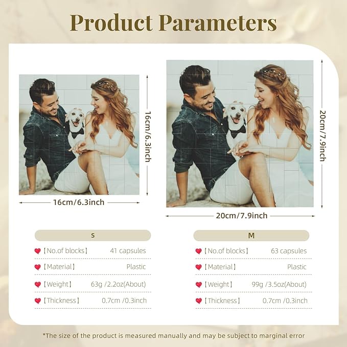 Custom Building Brick Personalized Photo Block Puzzle Valentines Day Gifts Building Block Family Portrait Photograph DIY Gifts for Women, Men,Kids Horizontal Shaped Brick Puzzle (Horizontal Shaped)