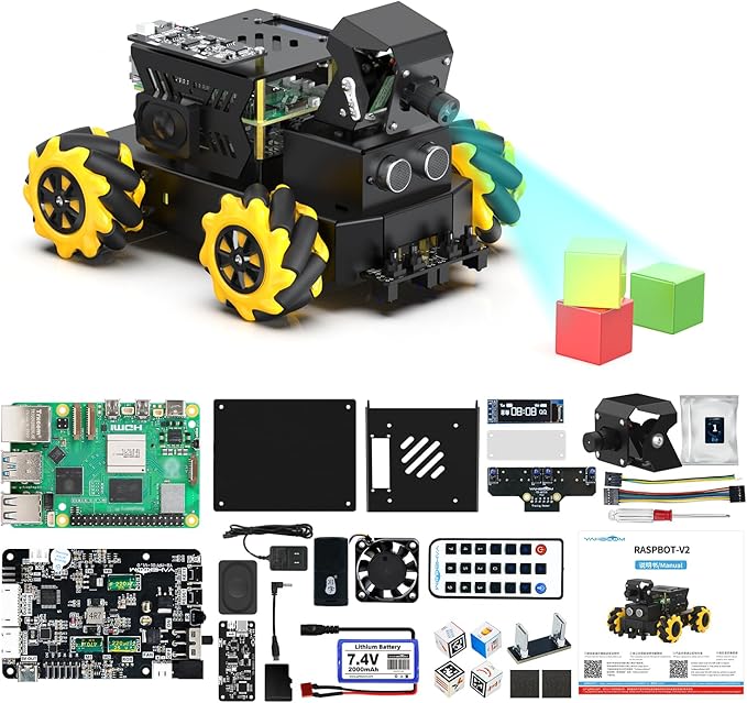 Yahboom Pi 5 8GB ROS2 Robot Car 360°Movement, AI Vision & Tracking, Integrated Multimodal Large AI Model OpenRouter, AI Voice Interaction (Superior with RPi5-8GB)