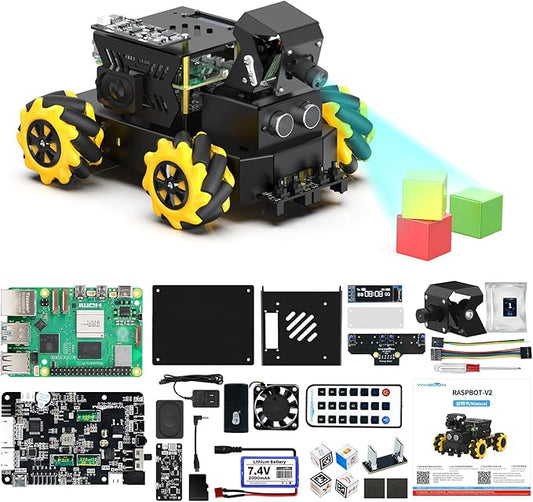 Yahboom Pi 5 8GB ROS2 Robot Car 360°Movement, AI Vision & Tracking, Integrated Multimodal Large AI Model OpenRouter, AI Voice Interaction (Superior with RPi5-8GB)