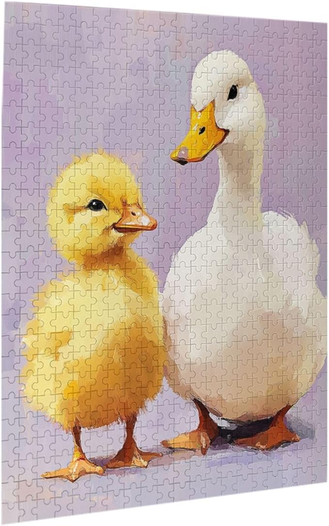 500 Piece Wooden Jigsaw Puzzle for Adults,Adorable Chicks and Ducklings,Brain Training Challenge,Stress Relief Activity,Heartwarming Farmyard Artwork, Eco-Friendly Woodens Pieces