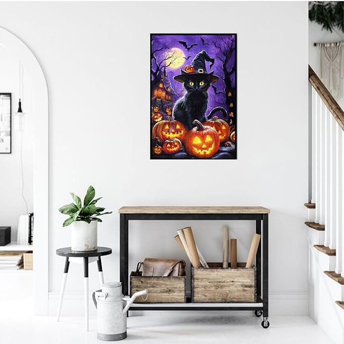 Halloween Cat Puzzles 1000 Pieces for Adults Cute Horror Black Cat Pumpkin Jigsaw Puzzle Halloween Party Gifts Puzzle Home Decor
