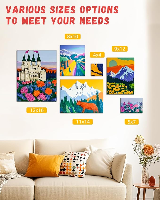 Simetufy 72 Pack 4x4inch Mini Canvas Boards Small Painting Canvas 100% Cotton Primed Acid Free Blank for Oil Paint,Watercolor,Acrylic Paint, Art Projects, Collage Art