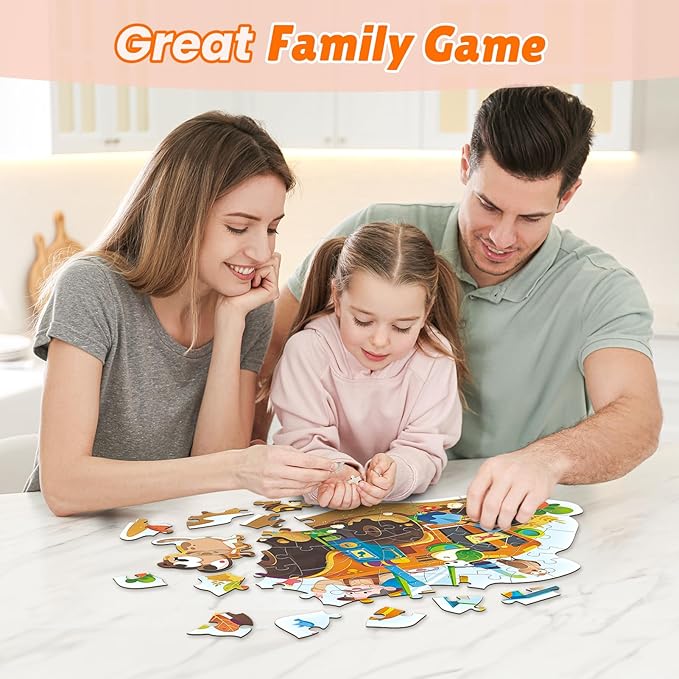 ELX 57 Piece Farmer Car Jigsaw Puzzle for Kids 3+,Large Floor Puzzle for Preschool Learning with Storage Bag, Educational Toy Gift Birthday and Christmas for Boys Girls