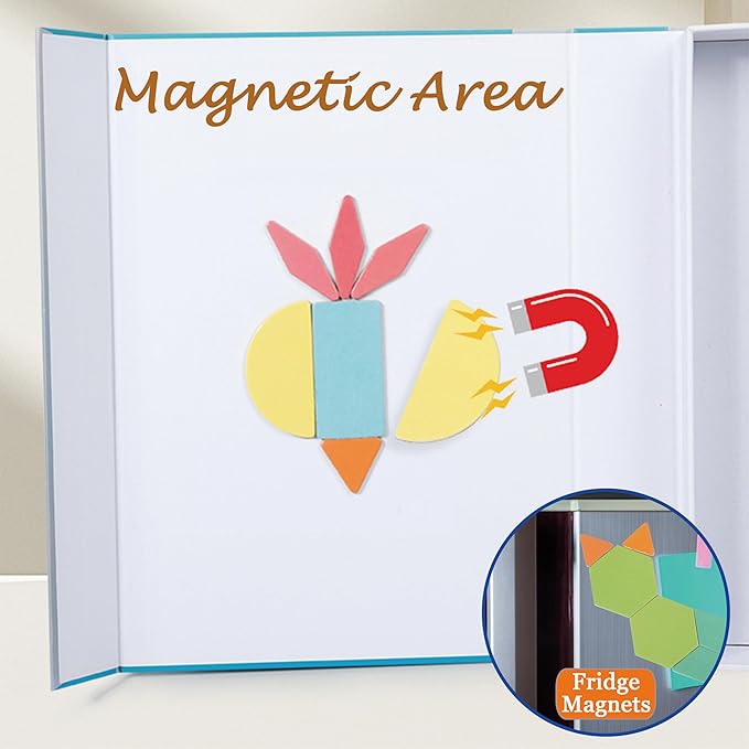 Dementia Activities for Patients, 170 Pieces Magnetic Tangrams Puzzle Games for Dementia Seniors, Colorful Shape Pattern Alzheimers Products for Elderly, Tile Matching Board Memory Cognitive Gifts