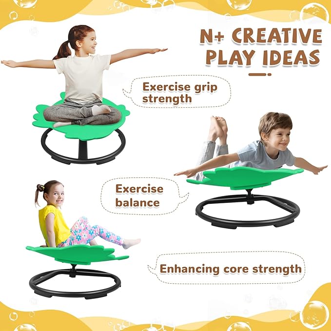 Zhenx Spinning Chair for Autistic Kids, Fish Shape Kids Sensory Swivel Chair, Sensory Spinner Seat for Toddlers with Autism & ADHD Children, Sit and Spin Training Body Coordination (Green)