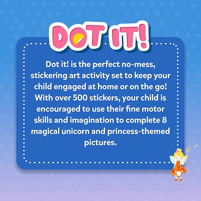 Skillmatics Dot It Sticker Art - Unicorns & Princesses, Mess-Free Fun for Kids, 500+ Stickers, Craft Kits, DIY Scrapbooking Activity, Travel Toys, Gifts for Girls & Boys Ages 3, 4, 5, 6, 7