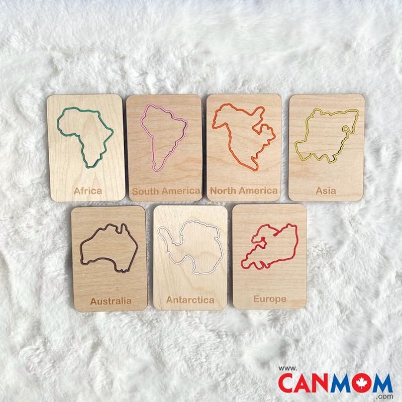 Handcrafted Wooden Continent Stencils – Montessori Geography Learning Tool, World Map Outline Stencil Set for Kids