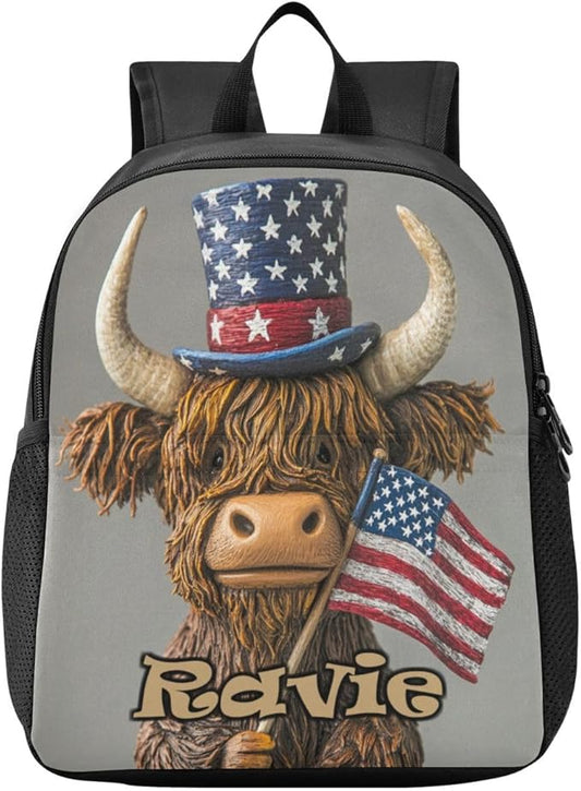 Cow Flag Gray Toddler Backpack for Boys Girls 3-6 Mini Backpacks for Elementary Lightweight Kids Bookbag for Preschool Kindergarten for Travel