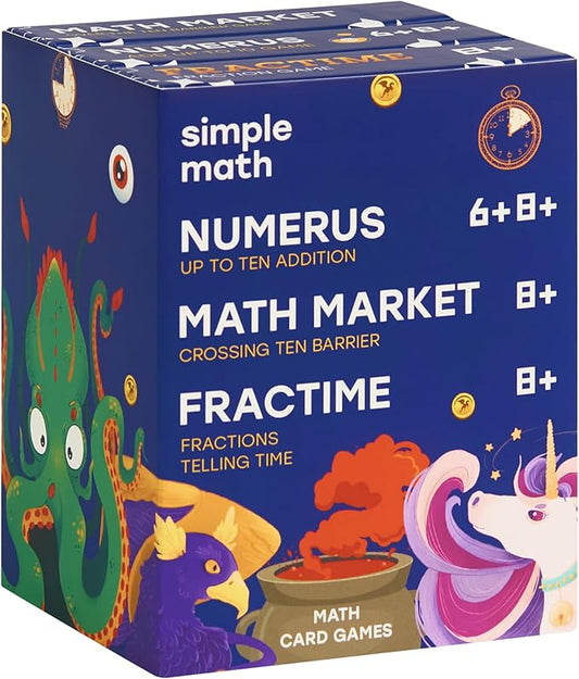 Math Card Games Bundle for Kids 6+ & 8+ | 3 Games Included | Fun & Education | Help to Build Math, Focus and Logic | Recommended by Teachers | 2-6 Players | 10 min Playtime (Math Card Bundle)