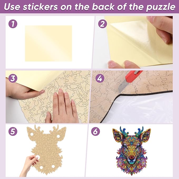 Ruikiyart Wooden Puzzles for Adults, 5MM 500 Pieces Mandala Deer Wooden Jigsaw Puzzles, Elk Puzzle Unique Shapes Pieces Great Gift for Kids and Adults on Birthday, Thanksgiving, Christmas (15"x19.3")