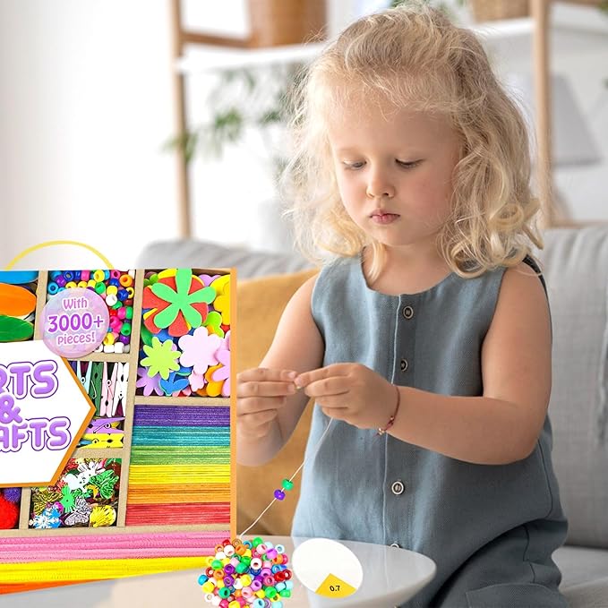 Arts and Crafts Supplies for Kids - 3000Pcs Craft Kit with Pipe Cleaners Crafts for Kids All in Art Crafting Box DIY School Supplies Materials Set Toys Gifts for Girls Boys Age 4 5 6 7 8 9 10 11 & 12