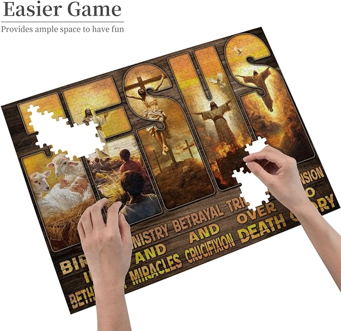 Christian Jesus Puzzles for Adults 500 Pieces, Religious Inspirational Scripture Jigsaw Puzzles, Bible Faith Catholic Cross Puzzle Jesus Puzzle Christian Puzzles Christian Games for Adults