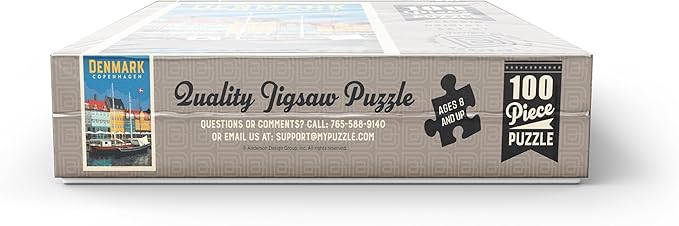 MyPuzzle Denmark: Copenhagen, Vintage Poster - Premium 100 Piece Jigsaw Puzzle for Adults