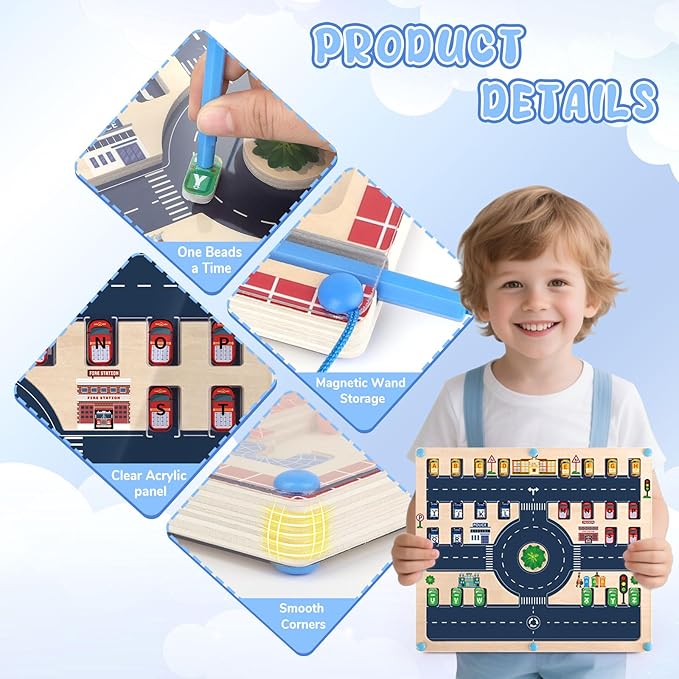 2 in 1 Magnetic Color and Number Maze Montessori Toy for Girls Educational Magnetic Puzzle Game Wooden Board for Preschool Learning Activities and Busy Playtime Magnetic Maze for Developing Skills