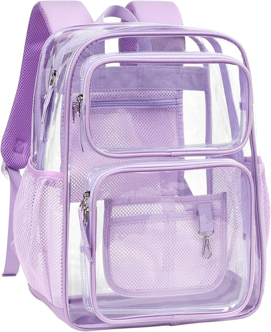 PACKISM Clear Backpack for School - 17 inch Large Heavy Duty Clear Bookbag, See Through PVC Backpacks (for age 12 above)